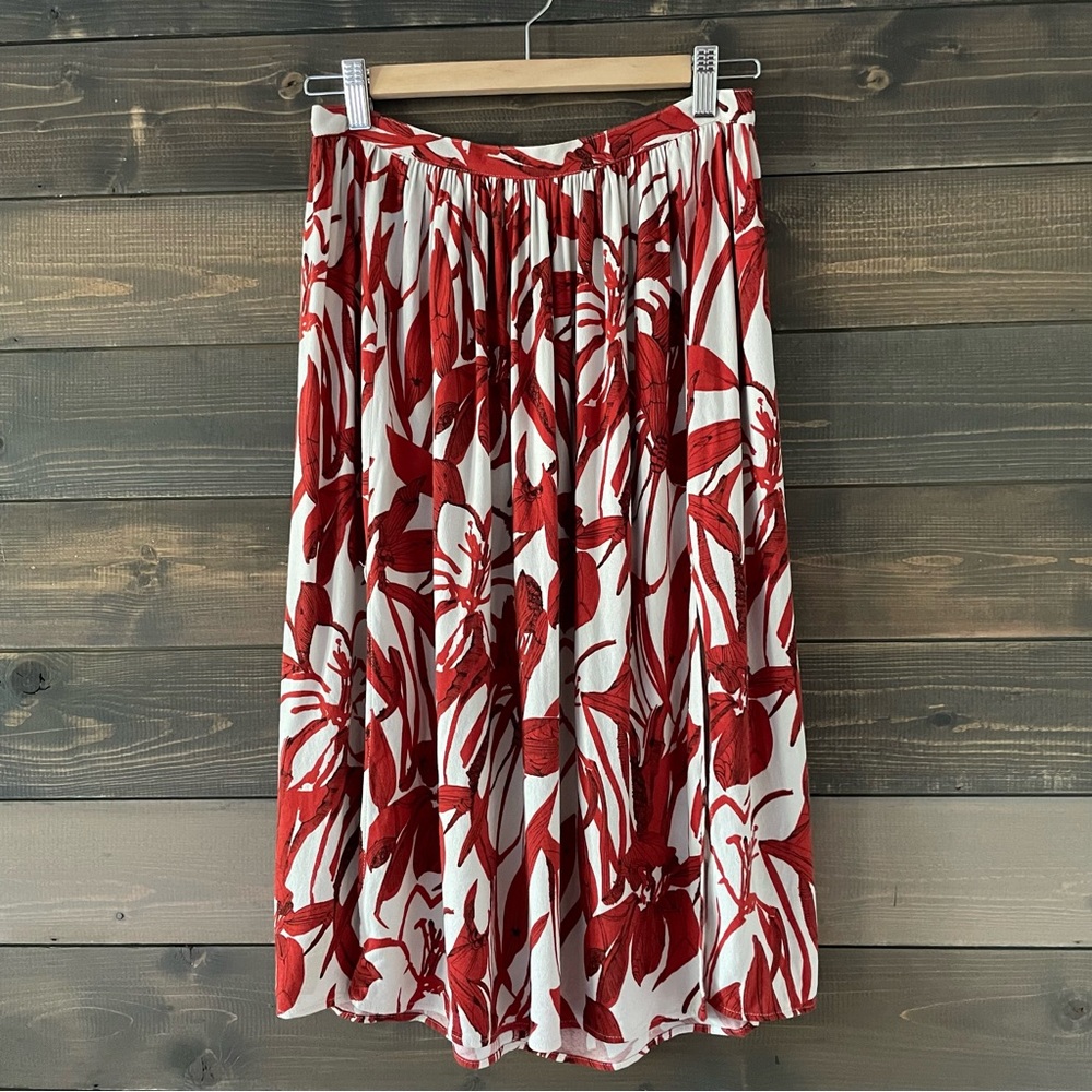MANGO Double-slitted Floral Skirt - Size 6